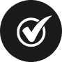 A white check mark inside a circle on a black background symbolizes the reliability of affordable home insurance.