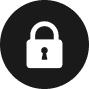 A black circle with a white padlock icon in the center symbolizes security or privacy, akin to how an insurance company offers protection. The closed lock signifies safeguarding your assets, much like affordable home insurance ensures peace of mind.